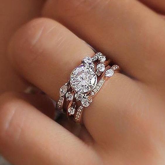 Vintage Silver Zirconia Layered Ring Set