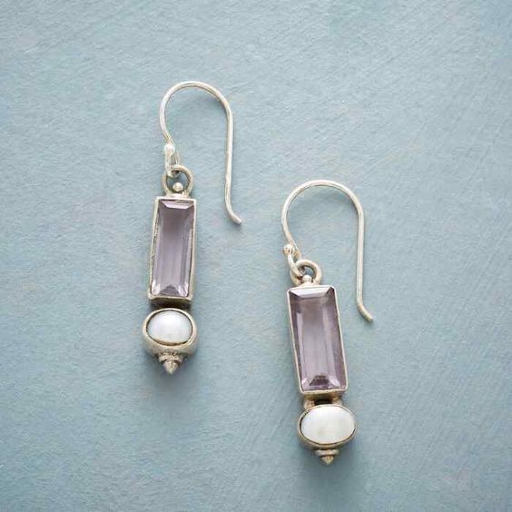 Vintage Purple Glass Pearl Earrings