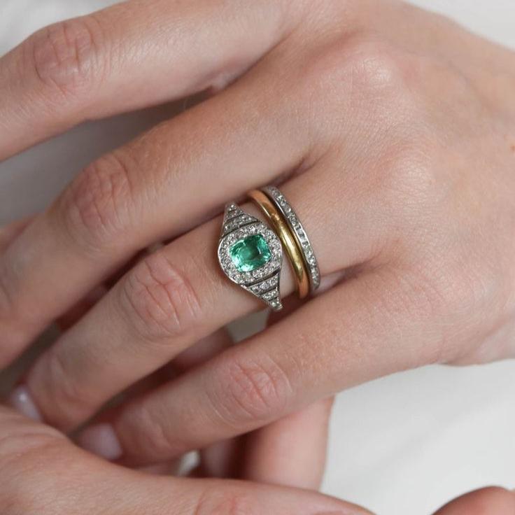 Vintage Green Zirconia Ring Set