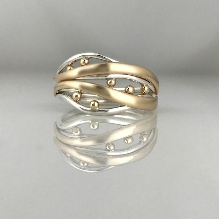 Vintage Wavy Gold & Silver Ring