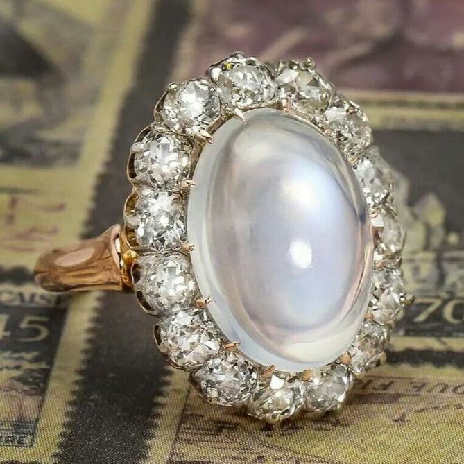 Vintage Cosmic Pearl Zirconia Gold Ring