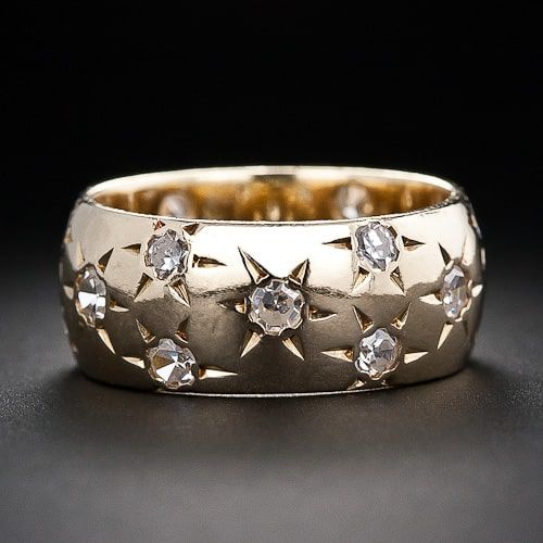 Vintage Sparkling Stars Gold Ring