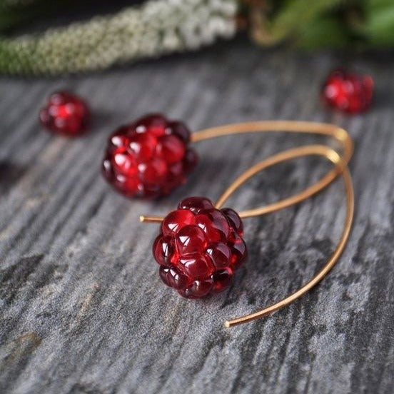 Vintage Cherry Gold Earrings