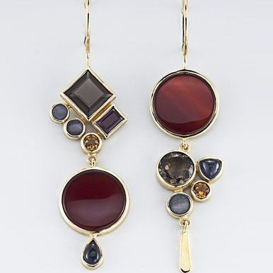 Vintage Garnet Dangling Crystal Earrings