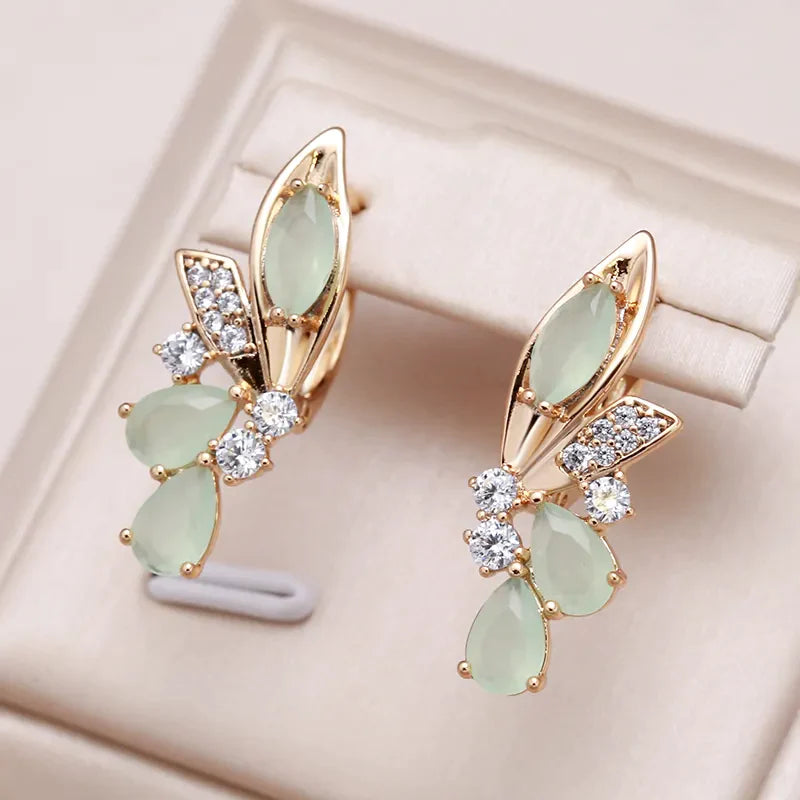 Elegant Green Wings Crystal Earrings