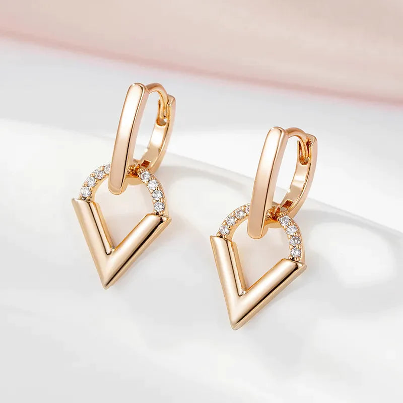 Elegant Bright Triangle Gold Earrings