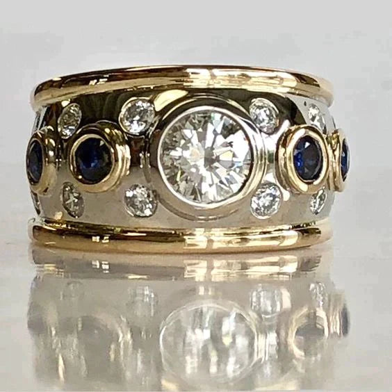 Vintage Golden Inlaid Zirconia Ring