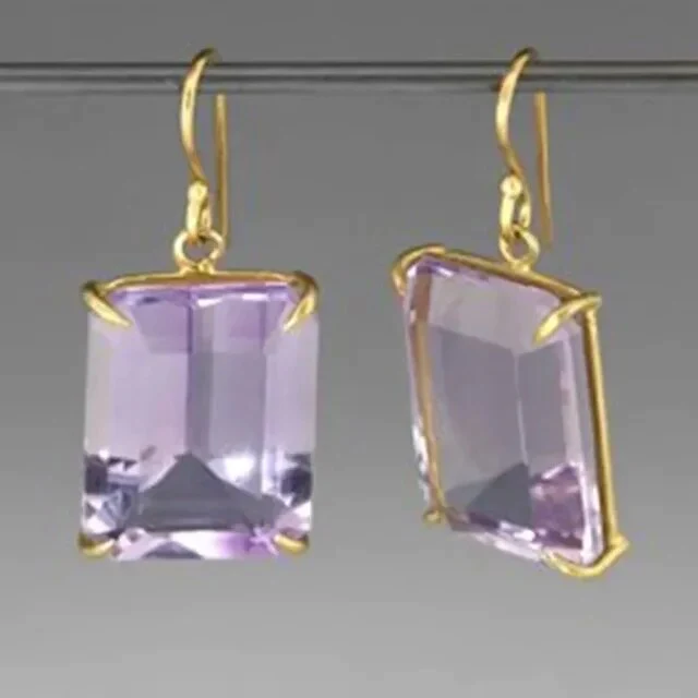 Vintage Purple Crystal Gold Earrings