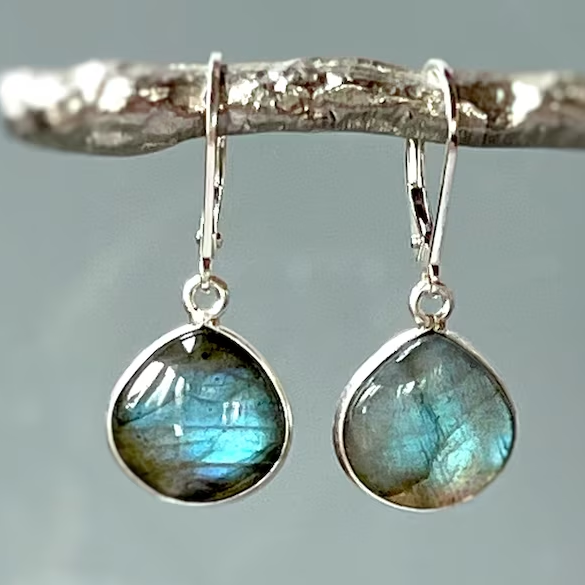 Vintage Blue Crystal Drop Earrings