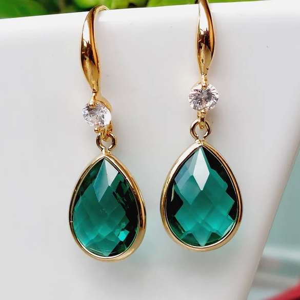 Vintage Turquoise Crystal Drop Earrings