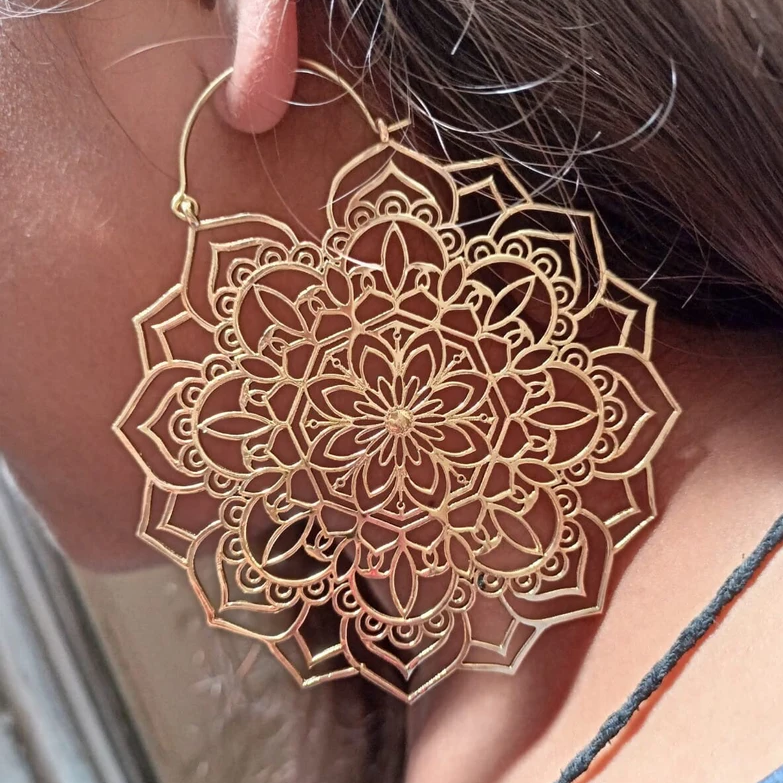 Vintage Gold Mandala Earrrings