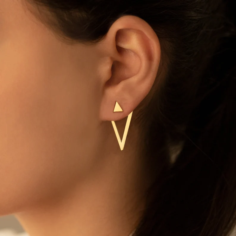 Vintage Triangle Gold Earrings