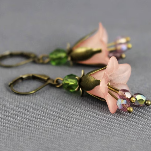 Vintage Pink Blossom Earrings