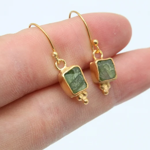 Vintage Golden Green Earrings