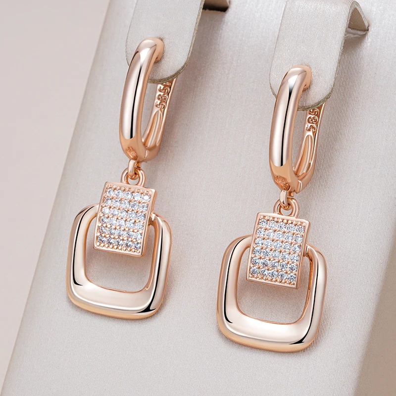 Elegant Bright Square Golden Earrings