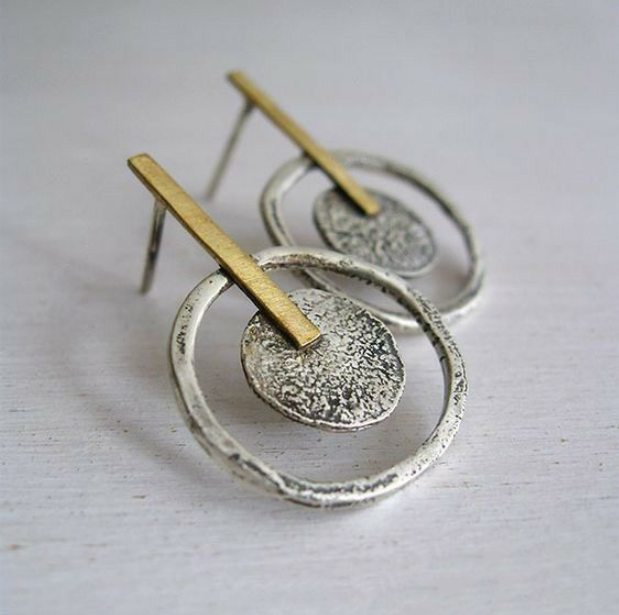 Vintage Silver Plated Round Earrings