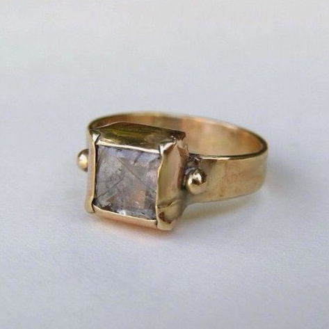 Vintage Inlaid Glass Gold Ring