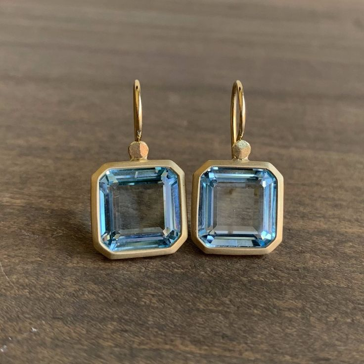 Vintage Blue Square Glass Earrings