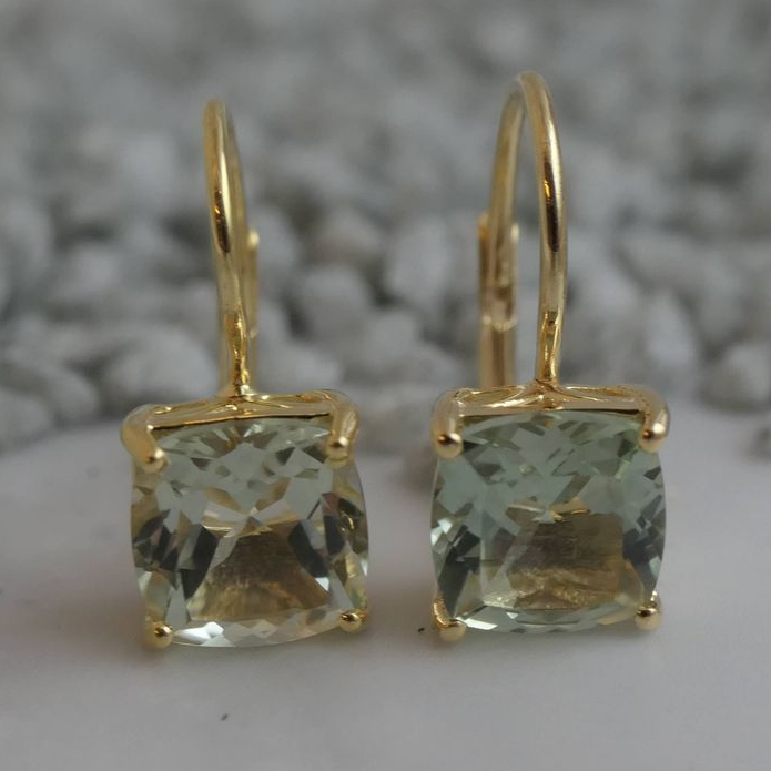 Vintage Green Square Glass Earrings