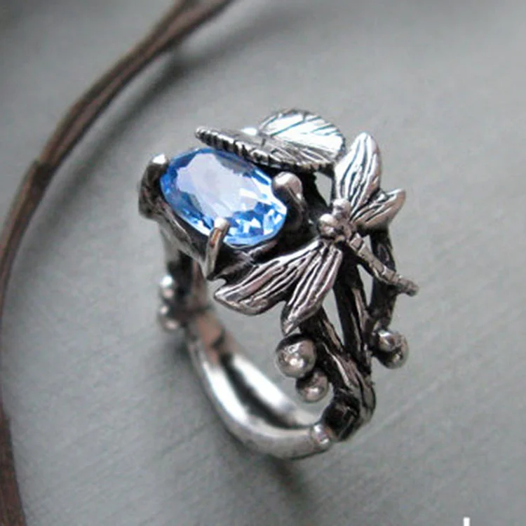 Vintage Blue Stone Dragonfly Ring