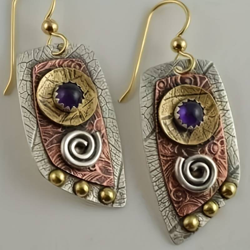 Vintage Gold& Silver Brown Earrings