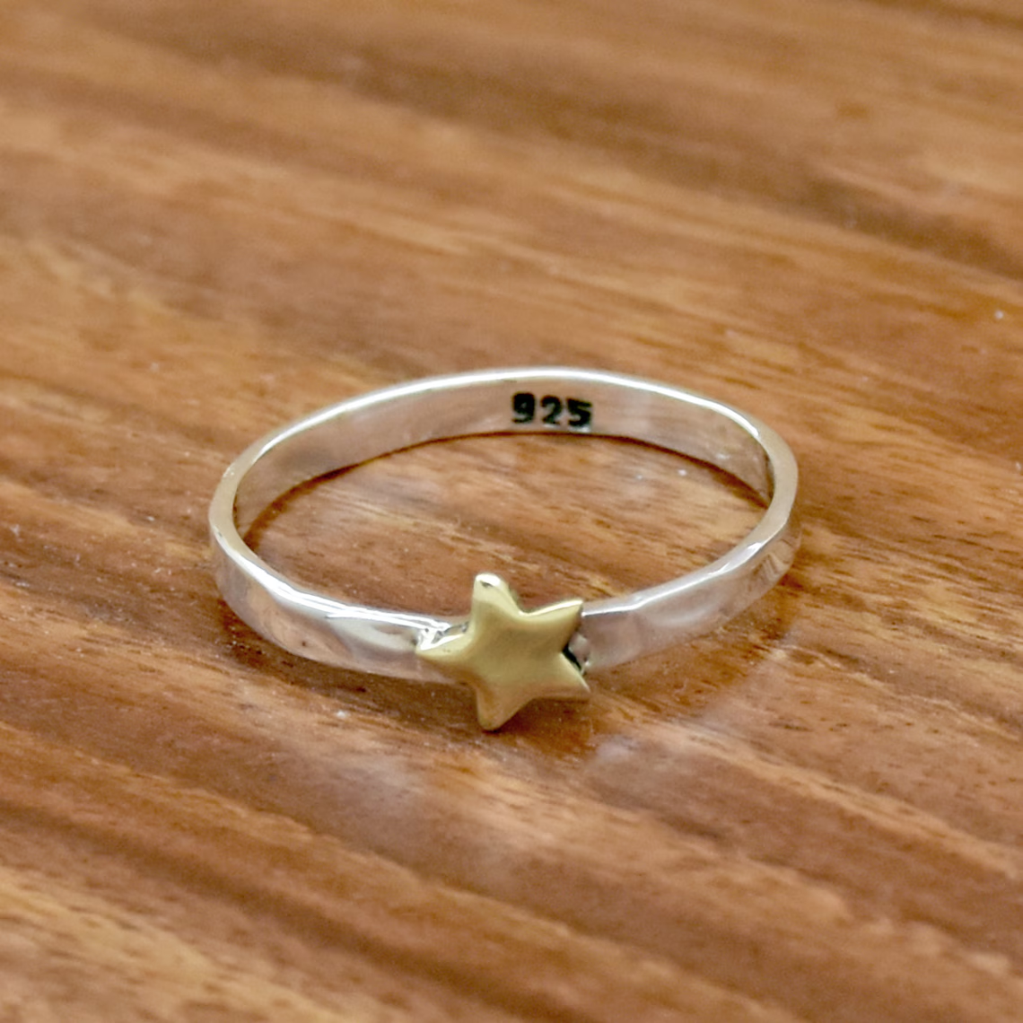 Vintage Golden Star Silver Ring