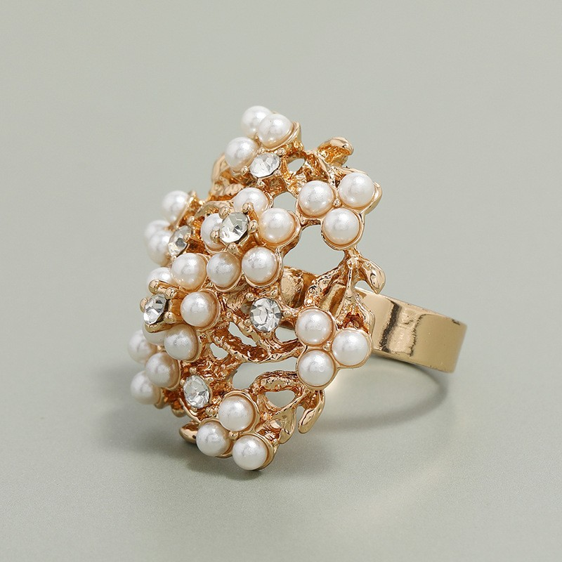 Vintage Inlaid Pearl & Zirconia Ring