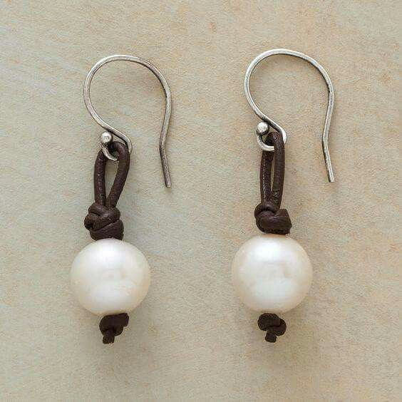 Vintage Pearl Leather Earrings