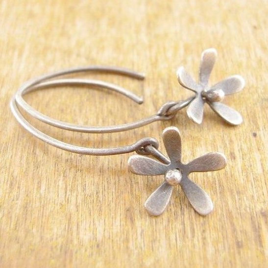 Vintage Silver Dangling Flower Earrings