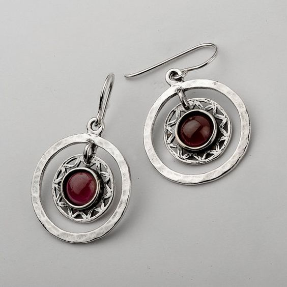 Vintage Red Circle Stone Earrings