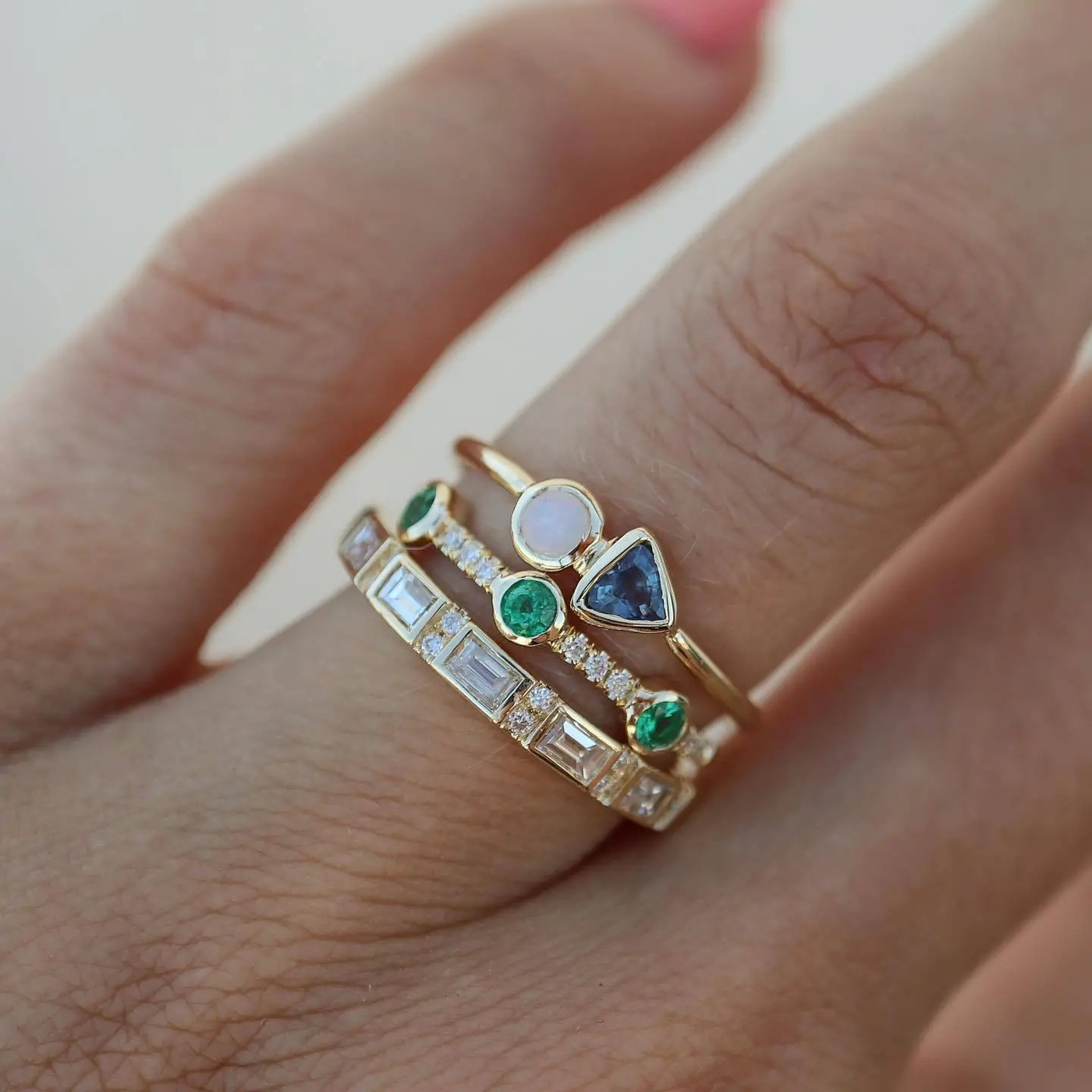 Vintage White Opal & Forest Zirconia Ring