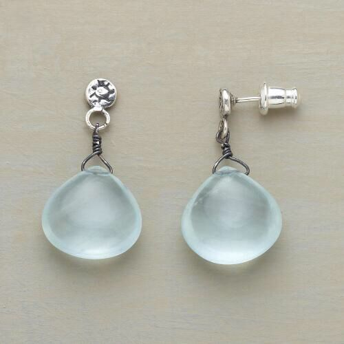 Vintage Blue Moonstone Glass Earrings