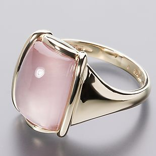 Vintage Square Pink Golden Ring