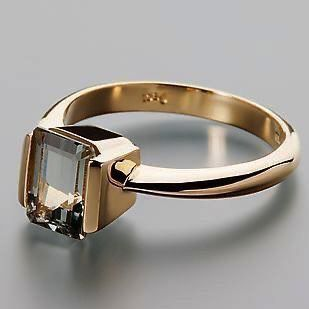 Vintage Square Glass Golden Ring