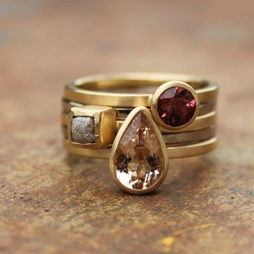 Vintage Layered Gold Water Drop Ring