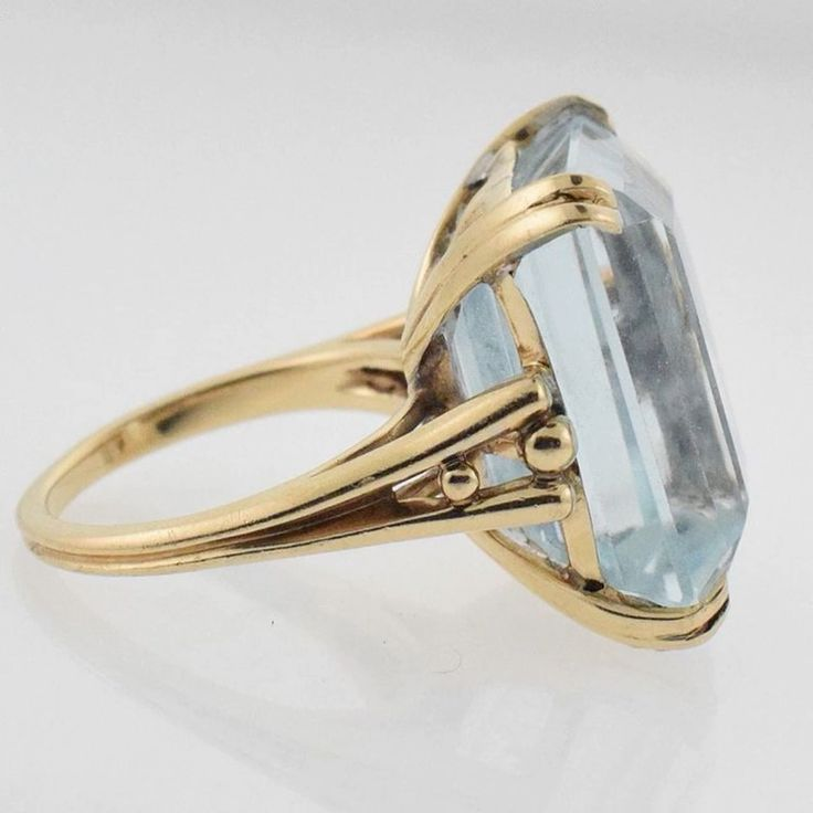 Vintage Golden Blue Glass Ring