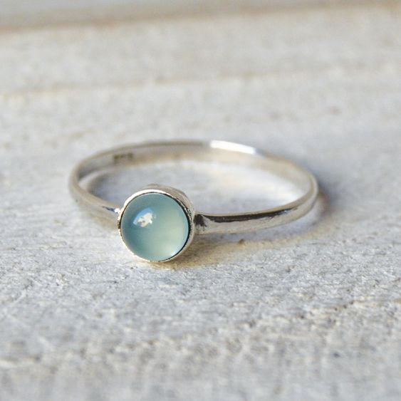 Vintage Green Moonstone Silver Ring