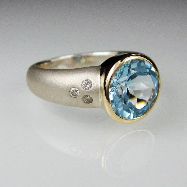 Vintage Blue Inlaid Rounded Crystal Ring