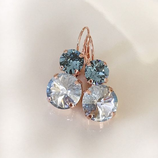 Vintage White & Blue Crystal Earrings