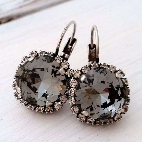 Vintage Black Zirconia Earrings