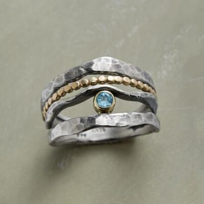 Vintage Silver Gold Blue Ring