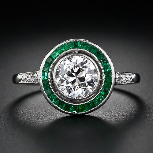 Vintage Green Bright Silver Ring