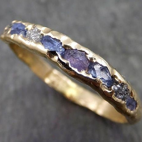 Vintage Purple Inlaid Glass Gold Ring