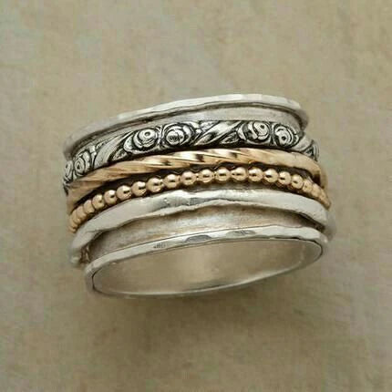 Vintage Silver & Gold Beads Ring