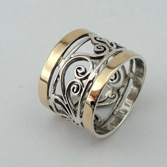 Vintage Hollow Gold & Silver Ring