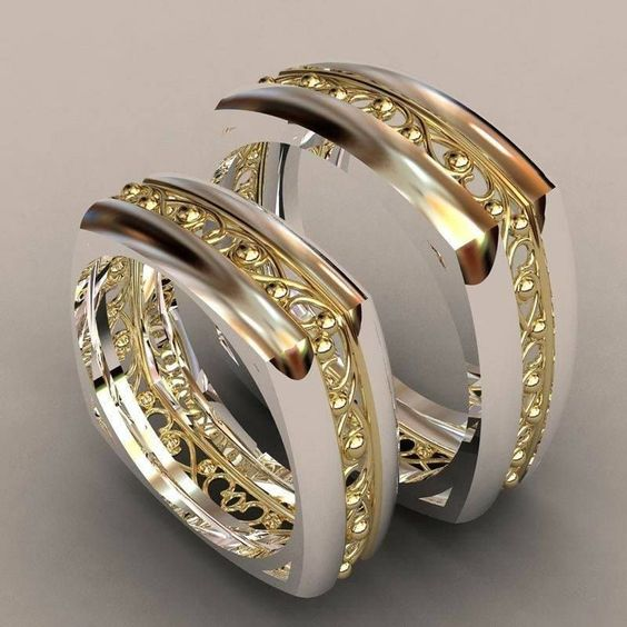 Vintage Bright Gold & Silver Ring Set