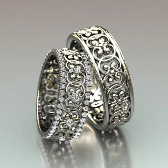 Vintage Silver Hollow Ring Set