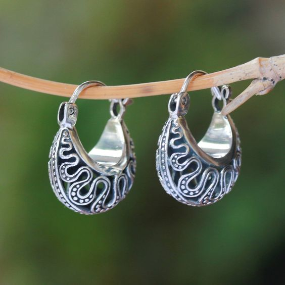 Vintage Silver Basket Earrings