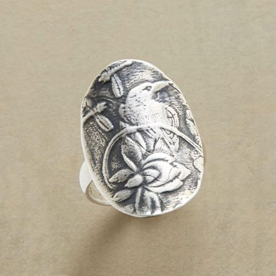 Vintage Silver Bird Rounded Ring