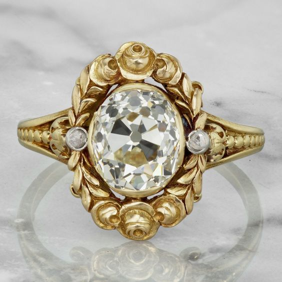 Vintage Glass Gold Ring